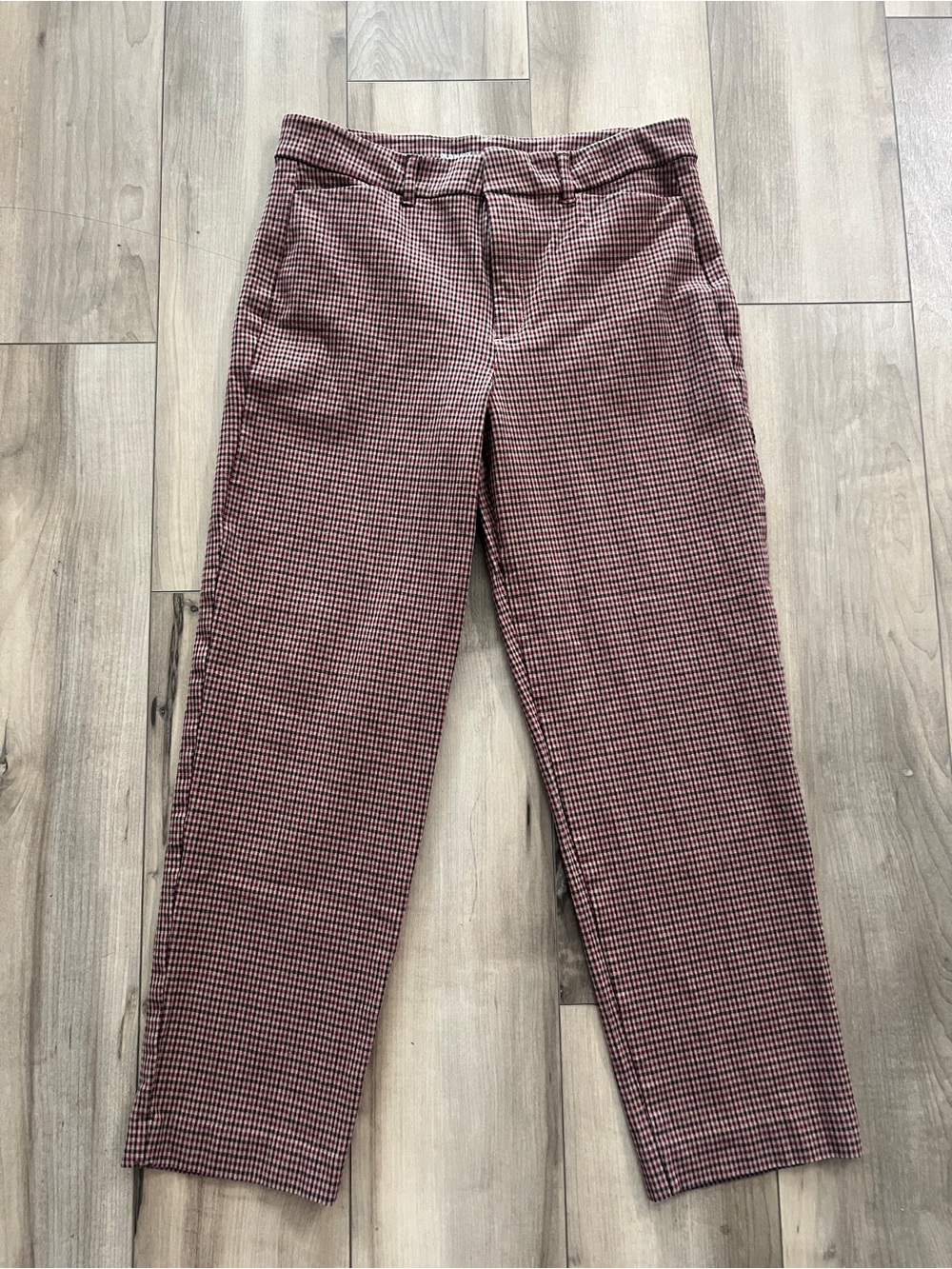Old Navy High-Rise Pixie Straight Pants in Plum,Black,Tan Houndstooth Sz 10 Tall